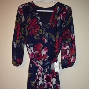 Floral Navy & Maroon Dress